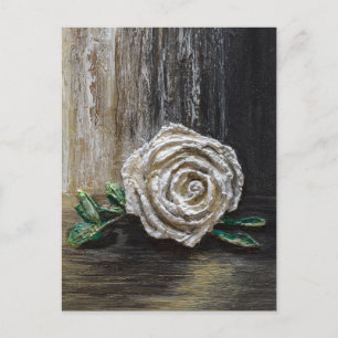 Weiße Rose Acrylmalerei Postkarte