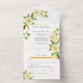 Weiße Rose, Aquarellkunst Blume UAWG All In One Einladung (Innen Boden)