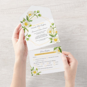 Weiße Rose, Aquarellkunst Blume UAWG All In One Einladung