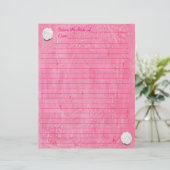 Weiße Rose auf liniiertem rosa Briefpapier (Stehend Vorderseite)