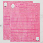 Weiße Rose auf liniiertem rosa Briefpapier (Vorne/Hinten)