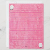 Weiße Rose auf liniiertem rosa Briefpapier (Rückseite)