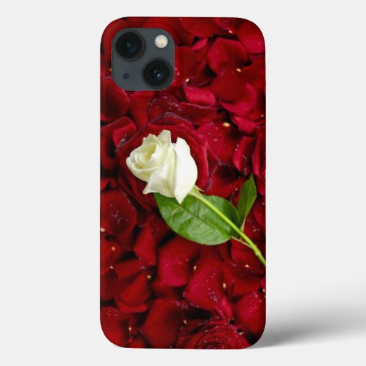 Weiße Rose auf roten Blumenblättern Case-Mate iPhone Hülle (Rückseite)