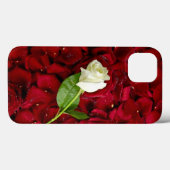 Weiße Rose auf roten Blumenblättern Case-Mate iPhone Hülle (Rückseite (Horizontal))