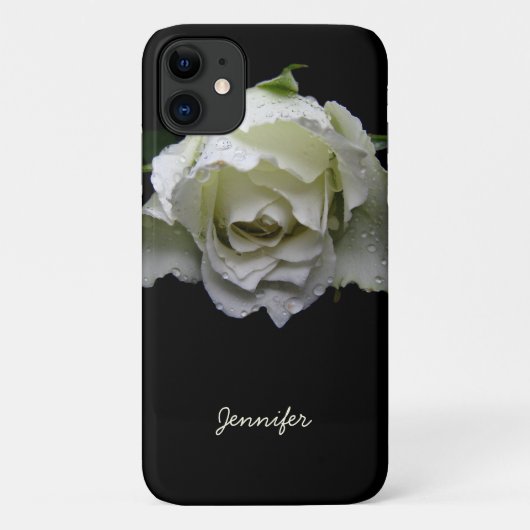 Weiße Rose auf schwarz Case-Mate iPhone Hülle (Rückseite)