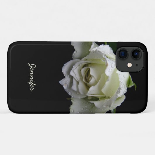 Weiße Rose auf schwarz Case-Mate iPhone Hülle (Rückseite (Horizontal))