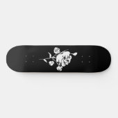 Weiße Rose auf Schwarz Skateboard (Horizontal)
