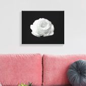 Weiße Rose auf schwarzem Hintergrund verstärkte Le Leinwanddruck (Insitu (Wohnzimmer))