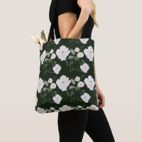 Weiße Rose auf schwarzer Blumen-Geschenktasche