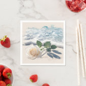 Weiße Rose auf Strand Sand Serviette (Beispiel)