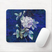 Weiße Rose auf texturiertem Hintergrund Mousepad (Mit Mouse)