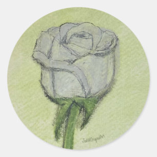 Weiße Rose Aufkleber handgezeichnetes Originalkuns