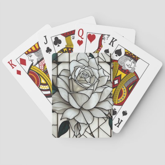 Weiße Rose aus Hartglas Spielkarten (Rückseite)