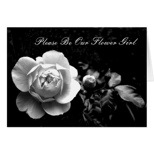 Weiße Rose Bitte sei unser Blumenmädchen (Vorderseite (Horizontal))