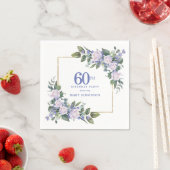 Weiße Rose Blaue Blumen benutzerdefinierte 60. Geb Serviette (Beispiel)