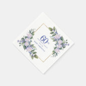 Weiße Rose Blaue Blumen benutzerdefinierte 60. Geb Serviette (Ecke)