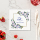 Weiße Rose Blaue Blumen zum 55. Geburtstag Serviette (Beispiel)