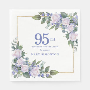 Weiße Rose Blaue Florale Benutzerdefinierte 95. Ge Serviette