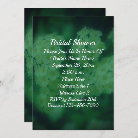 Weiße Rose Blumenkohl Brautparty Einladung (Vorne/Hinten)