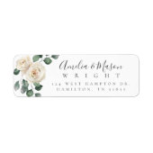 Weiße Rose Botanische Hochzeits-Rücksendeadresse (Vorne)