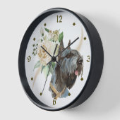 Weiße Rose Bouquet Riesenschnauzer Hund Uhr (Winkel)