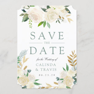 Weiße Rose Bouquet wild Floral Save The Date
