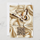 Weiße Rose, Champagnerseide und Schmetterlinge Einladung (Rückseite)