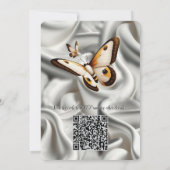 Weiße Rose, Champagnerseide und Schmetterlinge Einladung (Rückseite)