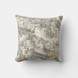 Weiße Rose, Champagnerseide und Schmetterlinge Kissen