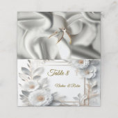 Weiße Rose, Champagnerseide und Schmetterlinge Platzkarte (Außenseite Aufgefaltet)