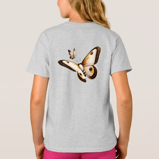 Weiße Rose, Champagnerseide und Schmetterlinge T-Shirt (Rückseite)