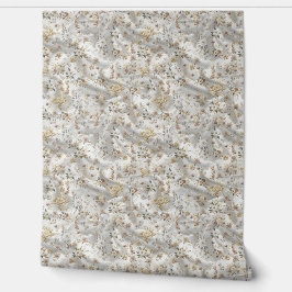 Weiße Rose, Champagnerseide und Schmetterlinge Tapete