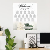 Weiße Rose Elegant 16 Tabelle Hochzeitsdiagramm Poster (Heimbüro)