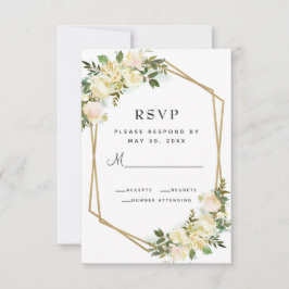 Weiße Rose Eleganter Blumengoldrahmen Hochzeitswei RSVP Karte