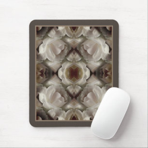 Weiße Rose Floral Abstrakt Kunst Vintage Mousepad