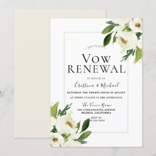 Weiße Rose Floral Cream Vow Renewal Einladung
