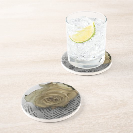 Weiße Rose Getränkeuntersetzer (Seite)