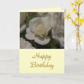 Weiße Rose, glücklich zum Geburtstag Karte (Gelbe Blume)