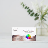 Weiße Rose Gold-Decke mit Logo und Monogramm Visitenkarte (Stehend Vorderseite)