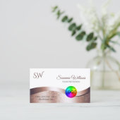 Weiße Rose Gold Decoder Logomonogramm und Foto Visitenkarte (Stehend Vorderseite)