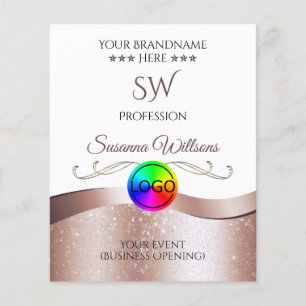 Weiße Rose-Golddekor-Logos und Monogramm-Flyer Flyer