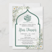 Weiße Rose Grüne Bogen Ramadan Iftar-Einladung Einladung (Vorderseite)