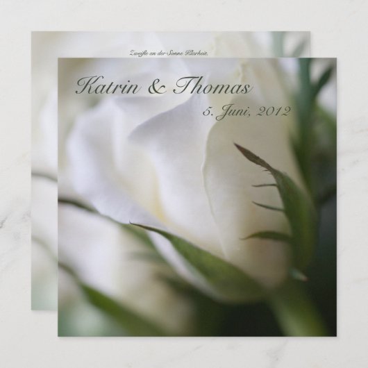 Weiße Rose • Hochzeits-Einladung Einladung (Vorne/Hinten)