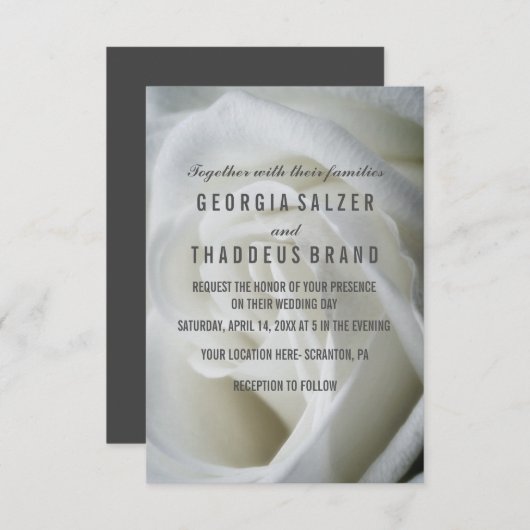 Weiße Rose-Hochzeitskarte Einladung (Vorne/Hinten)