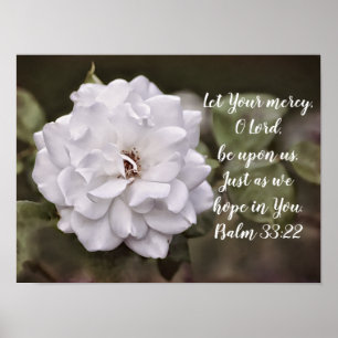 Weiße Rose Hoffnung Schrift Kunst Druck Poster