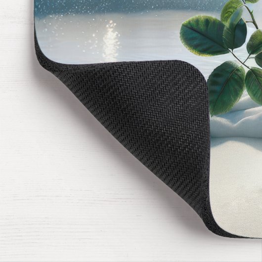 Weiße Rose im Sandstrand Mousepad (Ecke)