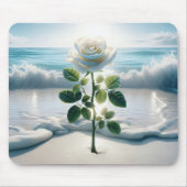 Weiße Rose im Sandstrand Mousepad (Vorne)