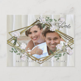 Weiße Rose in Aquarellfarben auf Champagnerseide Ankündigungspostkarte