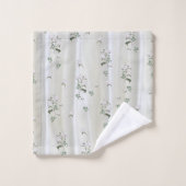 Weiße Rose in Aquarellfarben auf Champagnerseide Badhandtuch Set (Waschlappen)