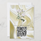 Weiße Rose in Aquarellfarben auf Champagnerseide Einladung (Rückseite)